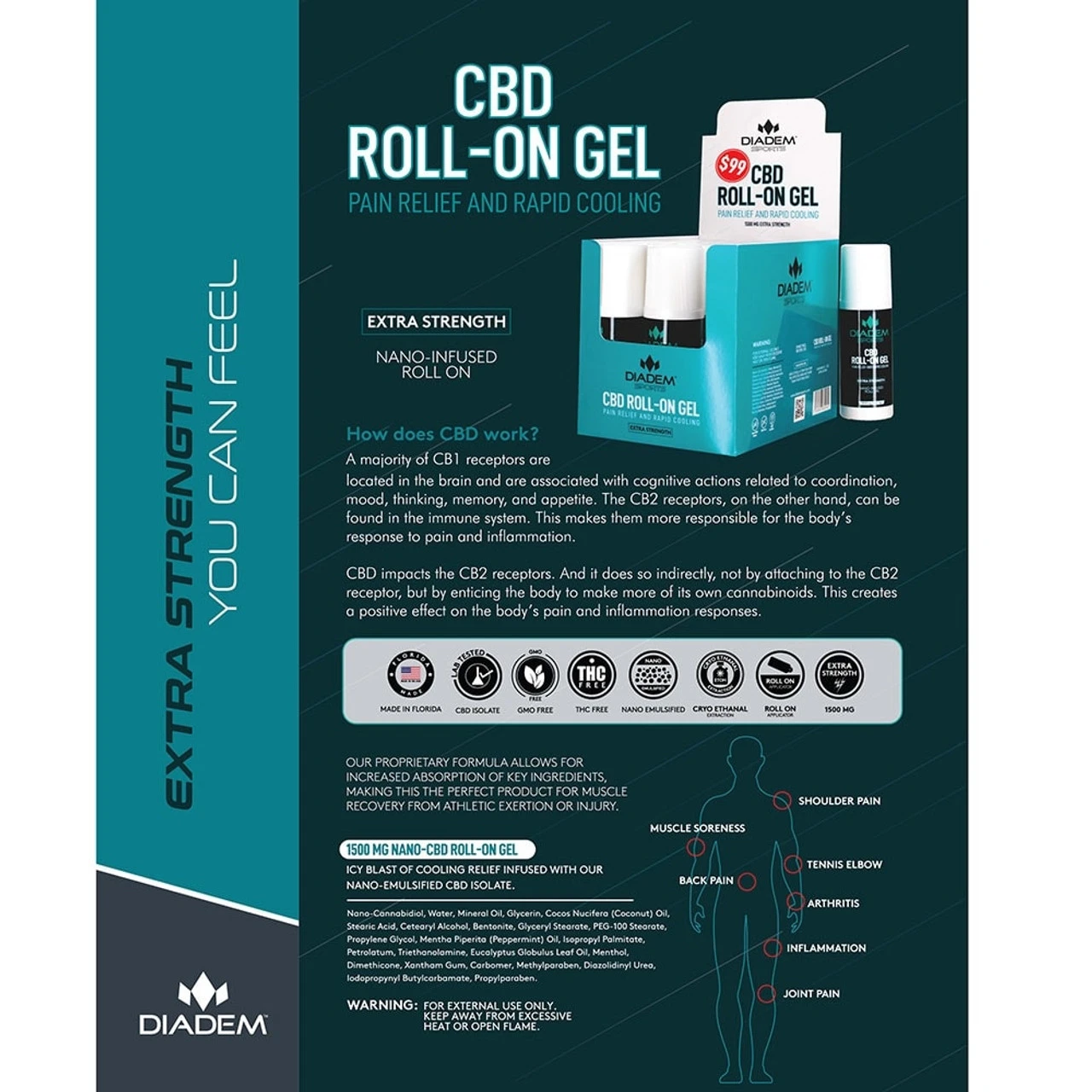 Diadem Sports CBD Roll-On Gel - Image 2