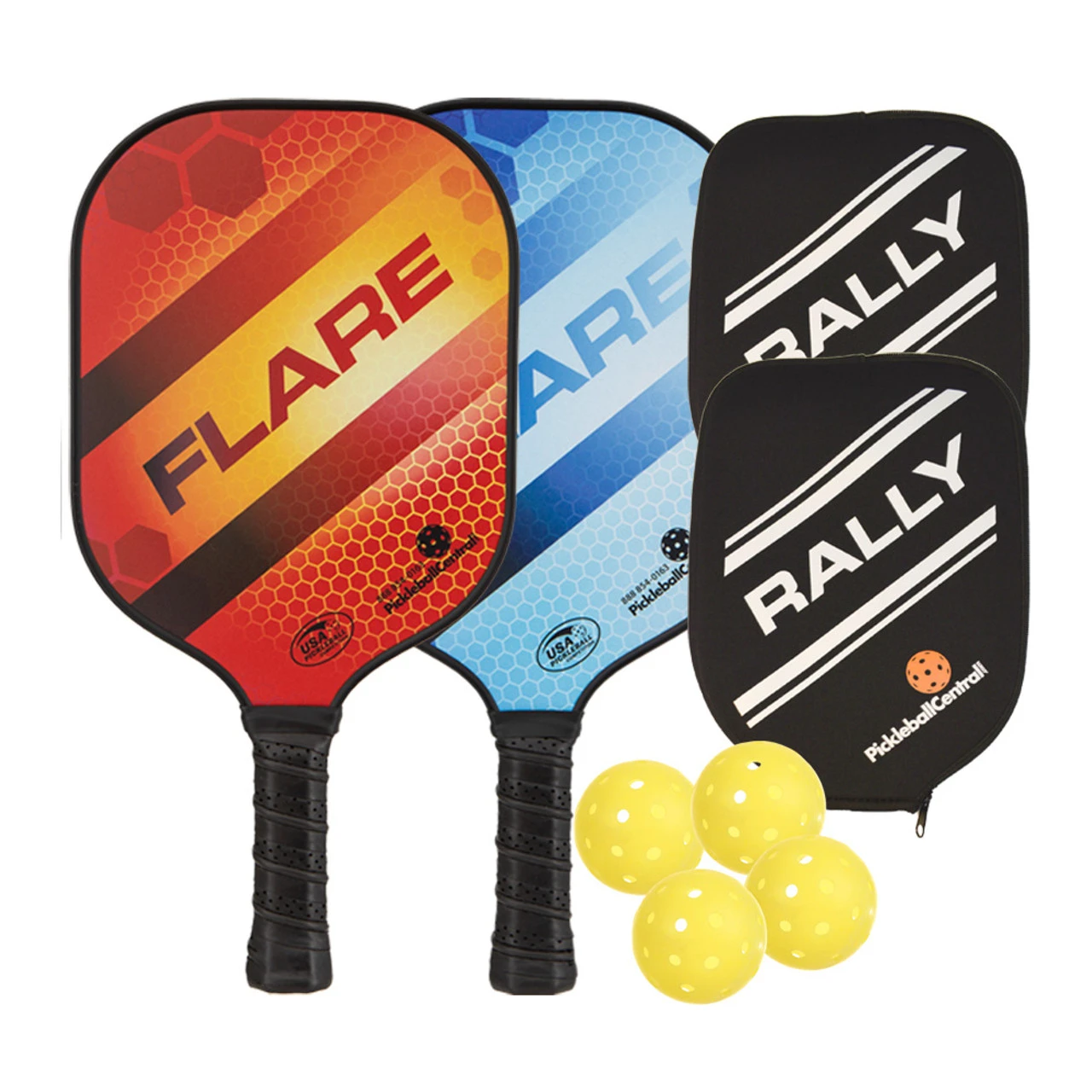 Rally Flare Graphite 2-Paddle Bundle - Paddles/Balls/Covers