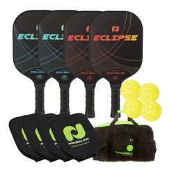 Champion Eclipse Graphite 4-Pack Bundle - Paddles/balls/covers/bag