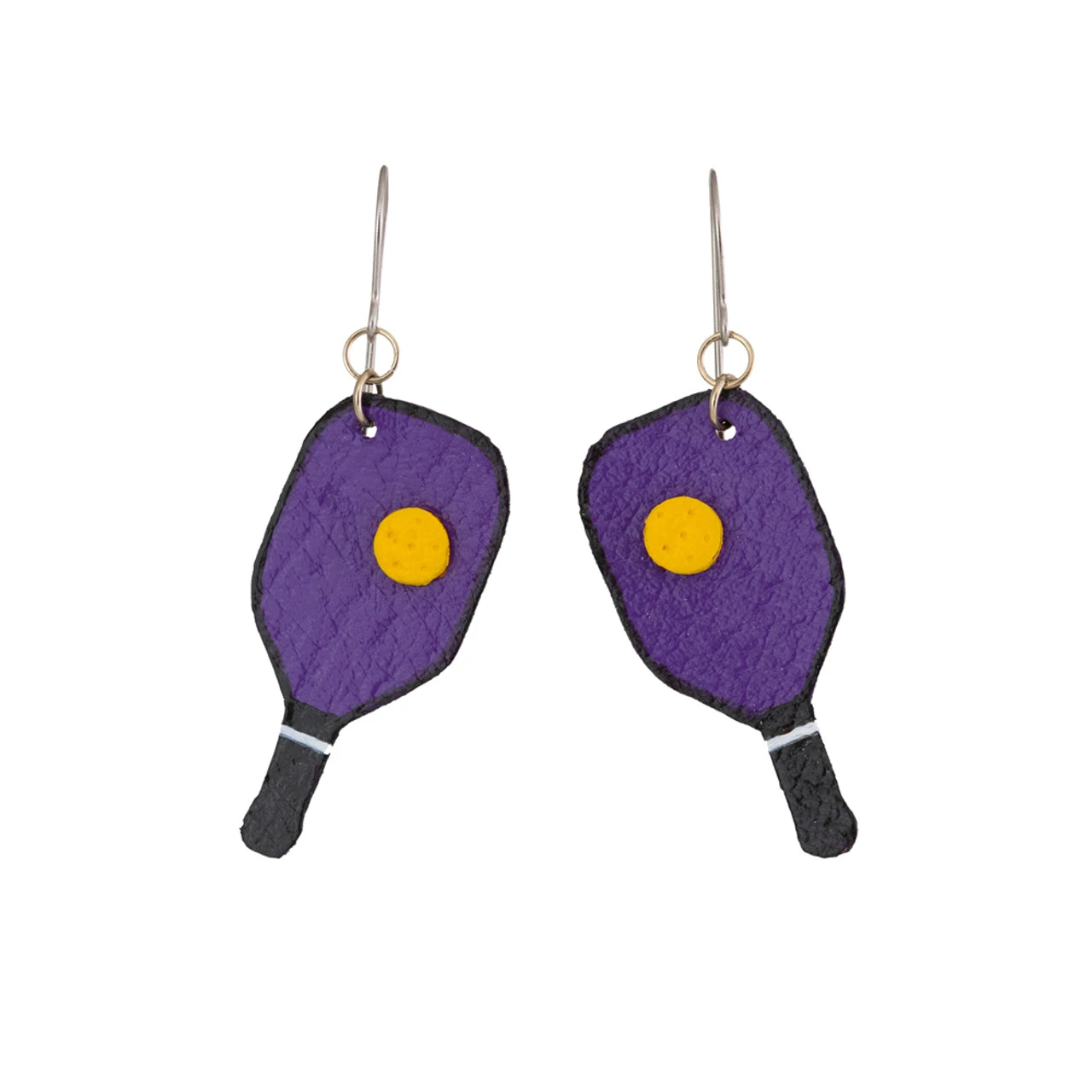 Leather Pickleball Earrings